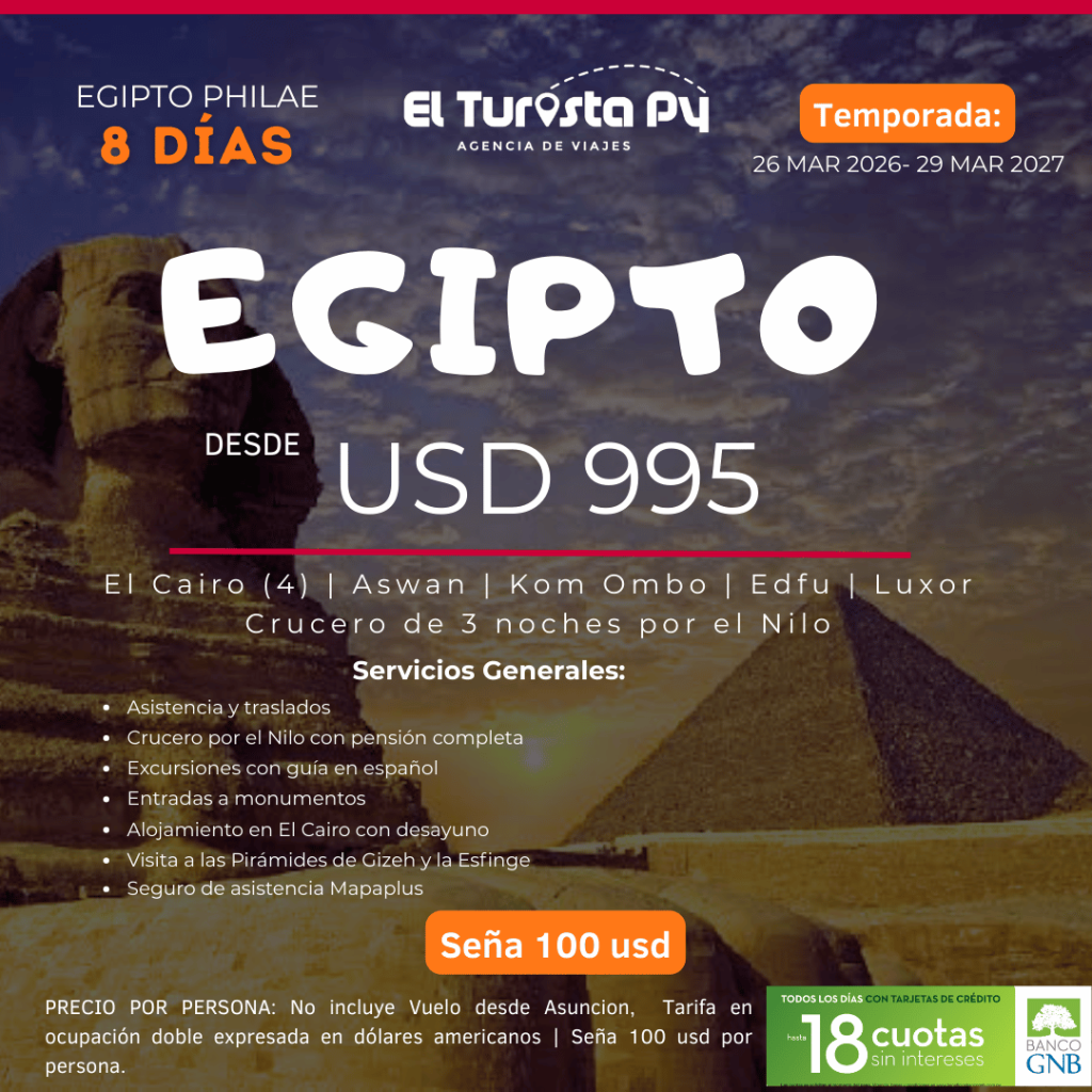Egipto Philae 8 días con crucero por el Nilo y Pirámides de Gizeh