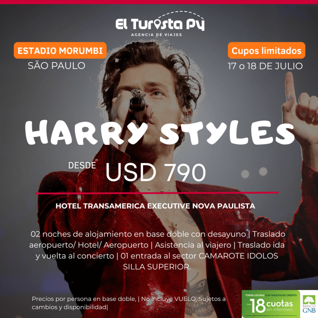 Paquete para concierto de Harry Styles en São Paulo – Estadio Morumbi – El Turista Viajes Paraguay