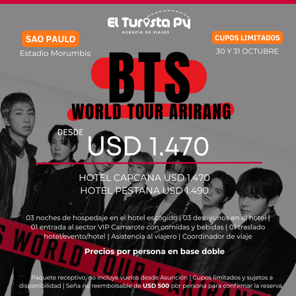 BTS en São Paulo 30 y 31 de Octubre | Paquetes VIP desde Paraguay