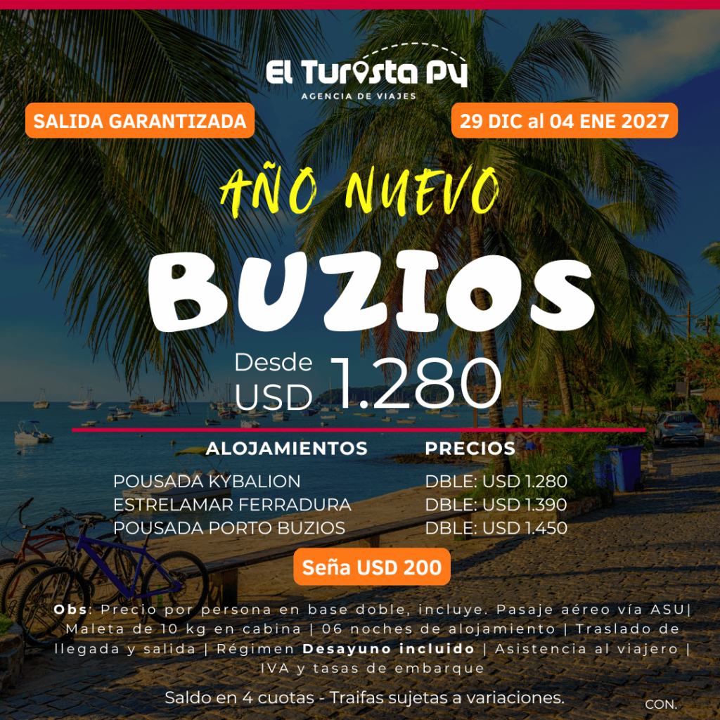 Paquete de Año Nuevo en Búzios 2027 desde Asunción