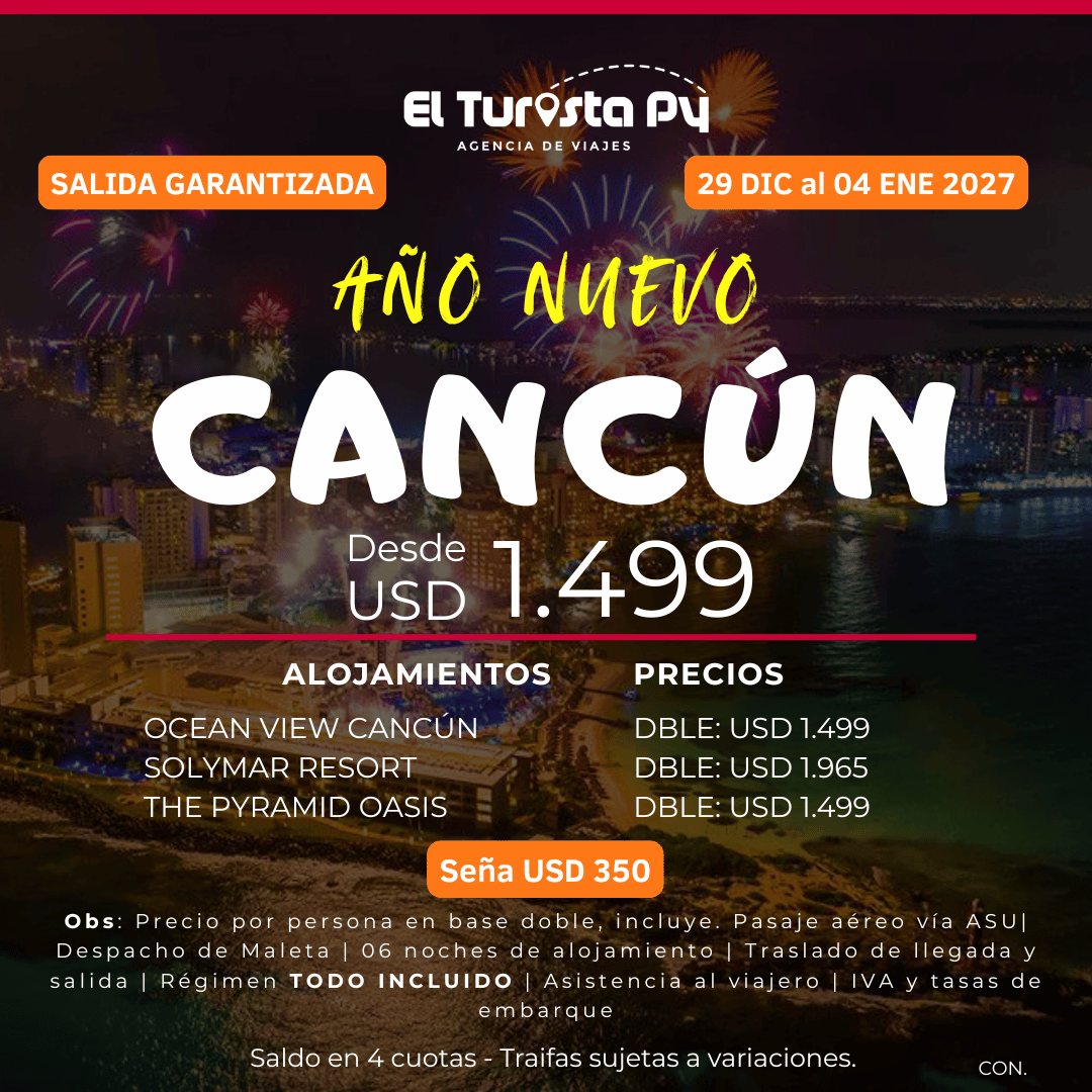 Paquete de Año Nuevo en Cancún 2027 desde Asunción