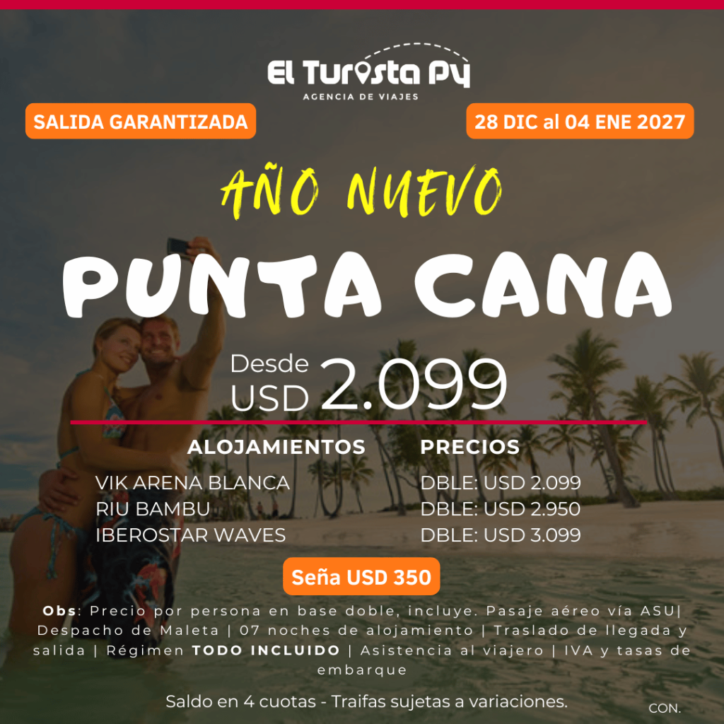 Paquete de Año Nuevo en Punta Cana 2027 desde Asunción