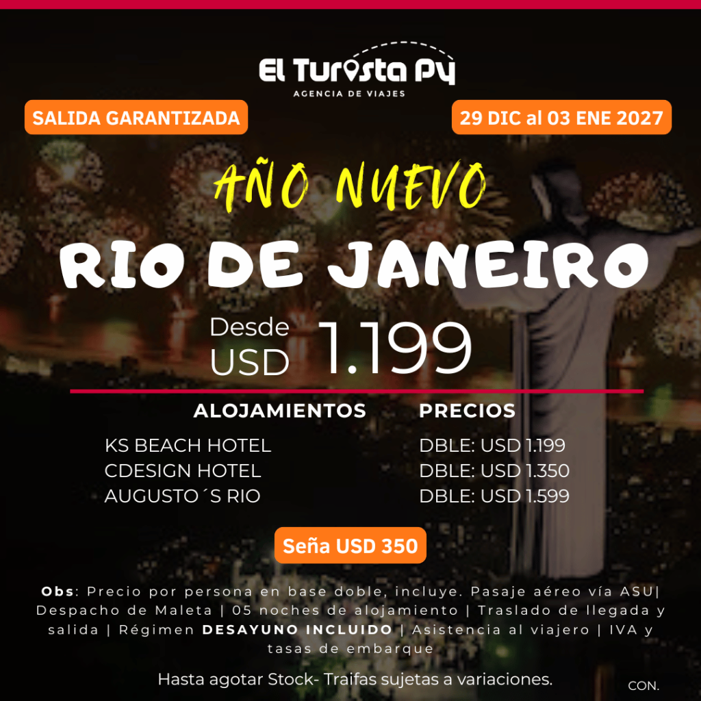 Paquete de Año Nuevo en Río de Janeiro 2027 desde Asunción