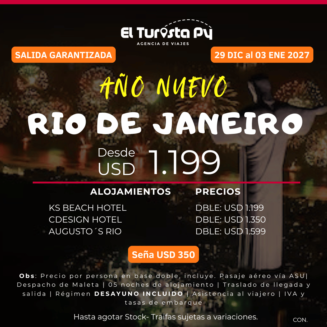 Paquete de Año Nuevo en Río de Janeiro 2027 desde Asunción