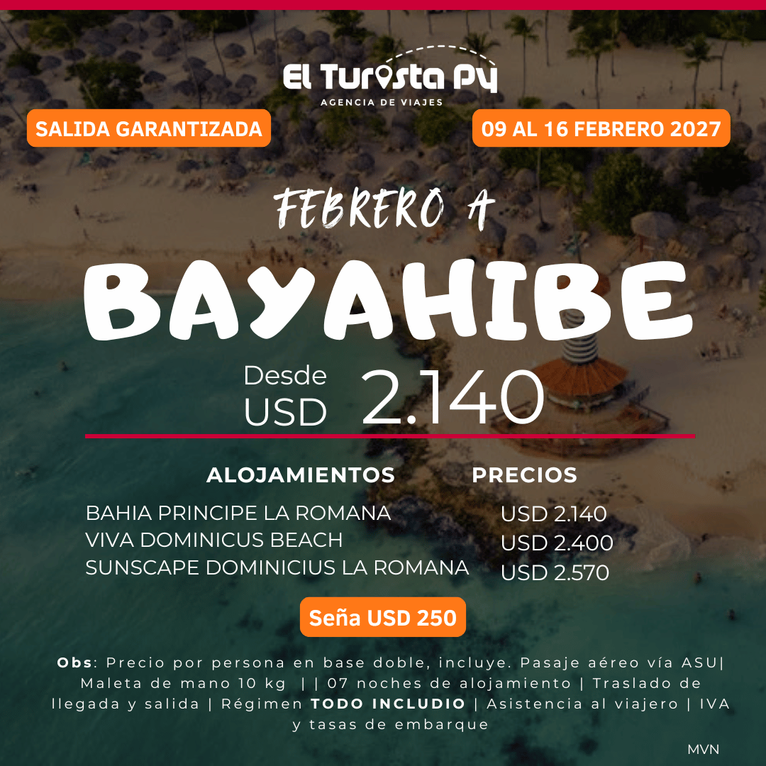 Bayahibe Febrero 2027 desde USD 2.140 | El Turista PY