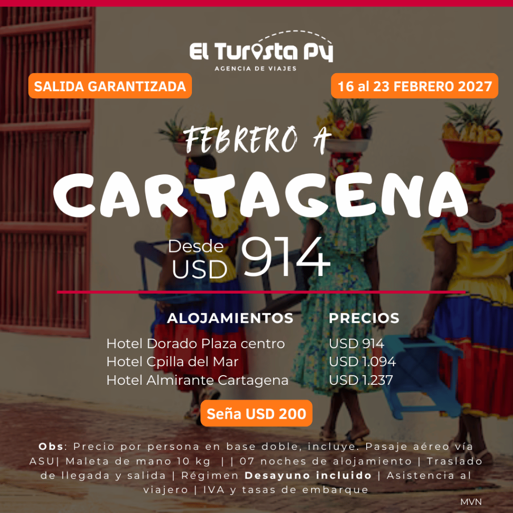 Cartagena Febrero 2027 desde USD 914 | El Turista PY