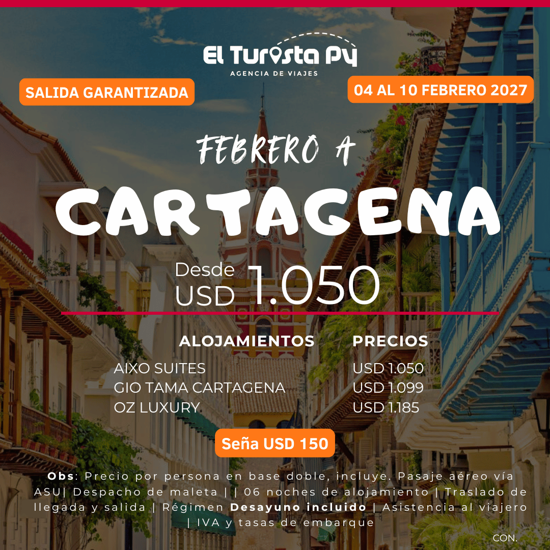 Paquete a Cartagena febrero 2027 desde Asunción