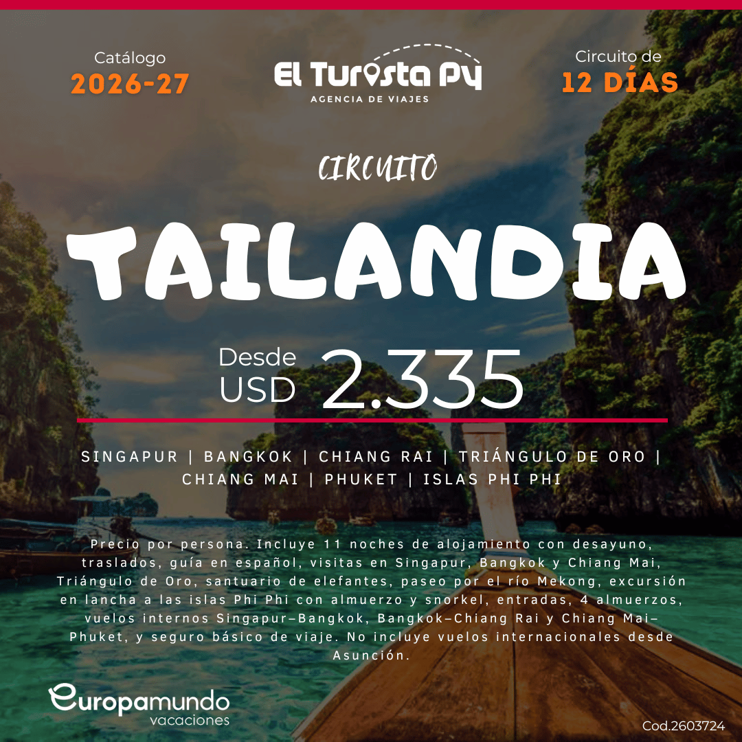 Circuito Tailandia, Singapur, Phuket y Phi Phi 2026 desde Asunción