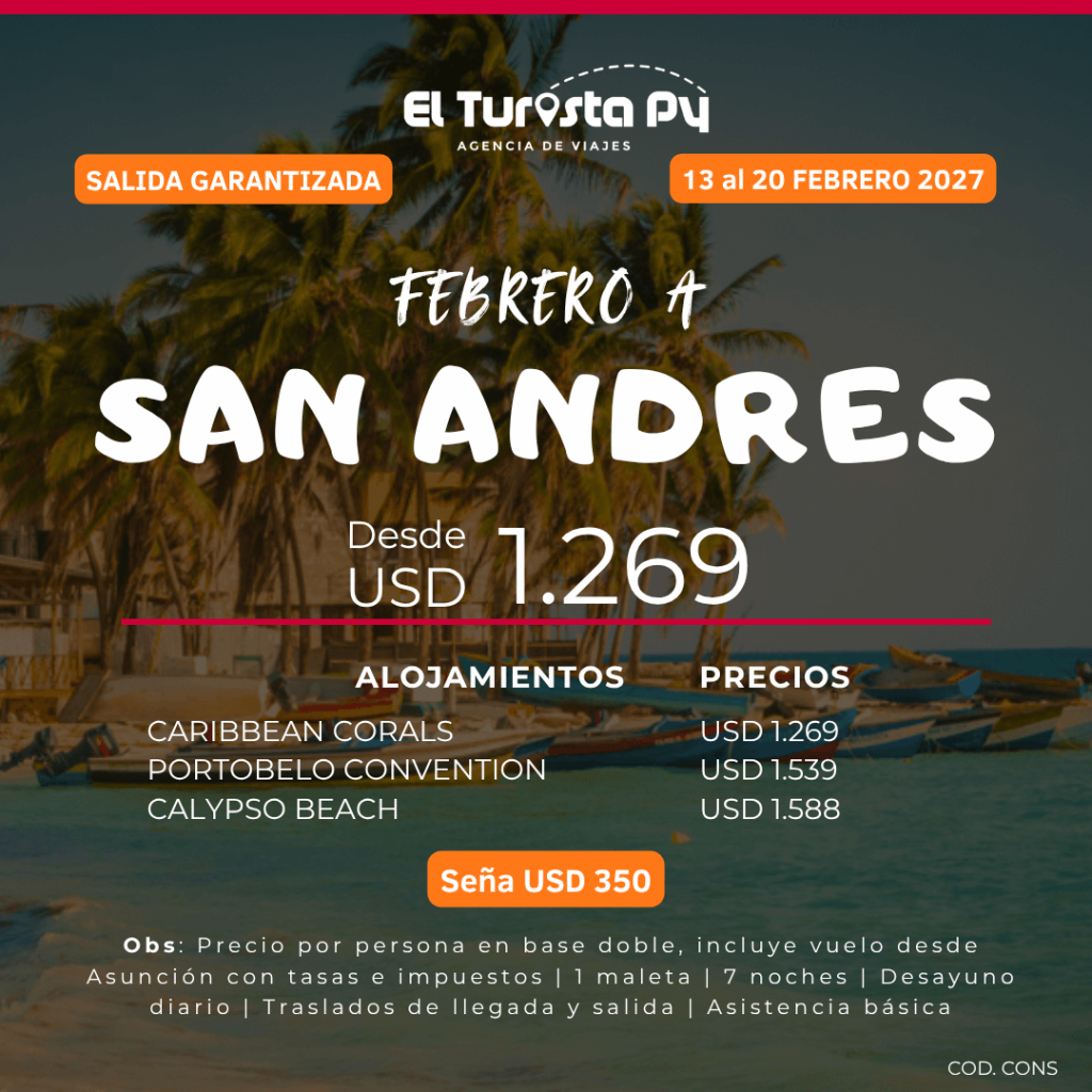 aquete a San Andrés desde Asunción en febrero 2027